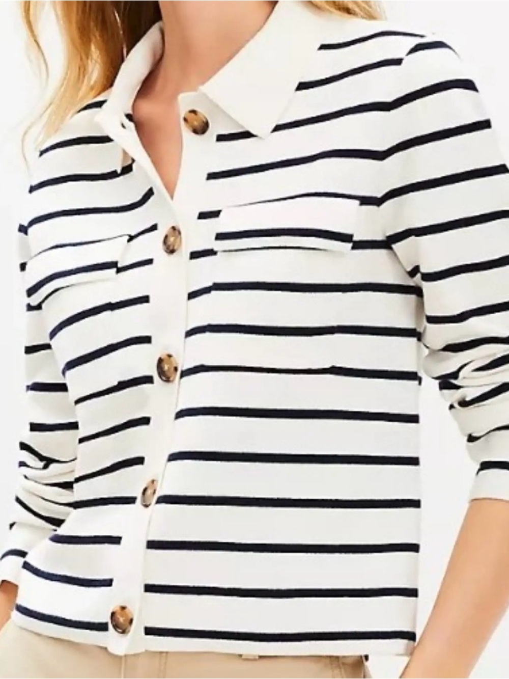 LOFT Collared Knit Sweater Jacket